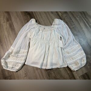 Free People Moonchaser Peasant Top – Ivory (Size M)